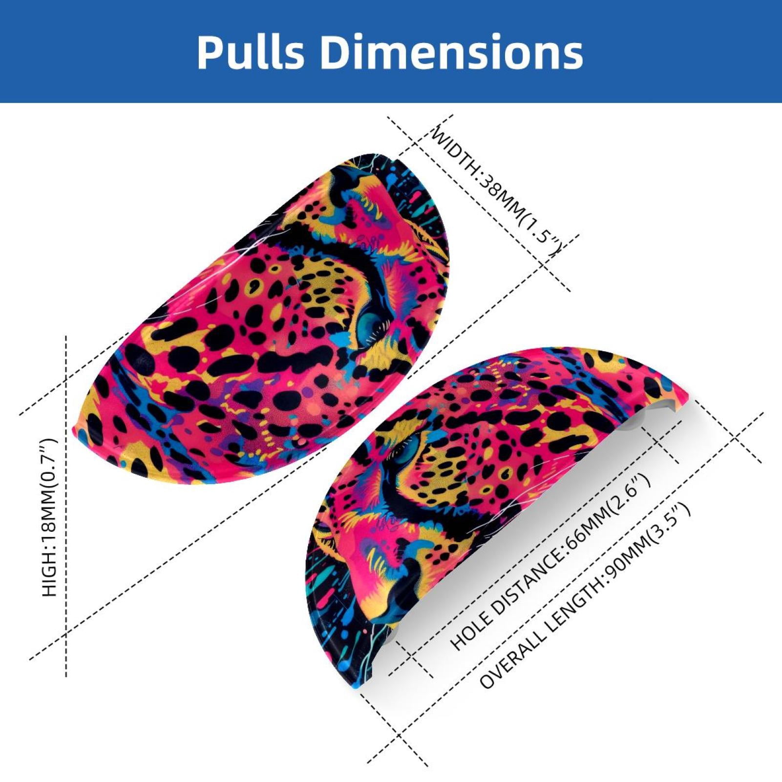 PhooArto 6 Pcs Cup Drawer Pulls, Neon Rainbow Leopard Shell Shape Handles Cabinet Knobs for Dresser Cupboard Closet Wardrobe with Screws