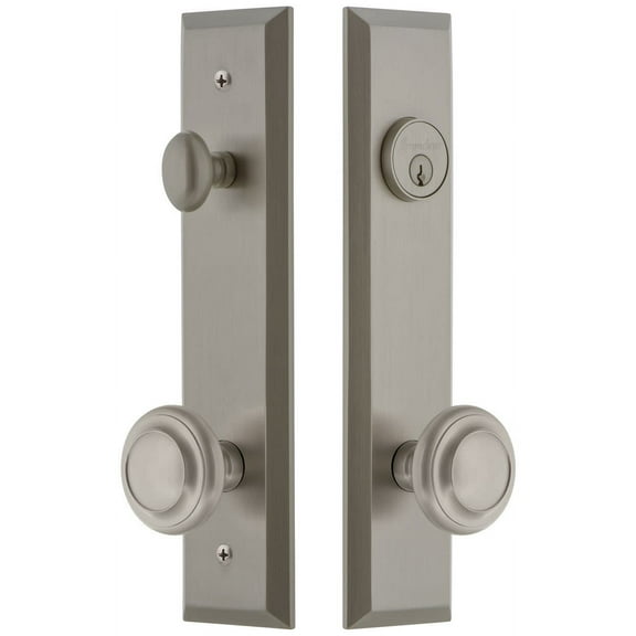 Grandeur 840675 Fifth Avenue Solid Brass Tall Plate Single Cylinder Keyed Entry Set -