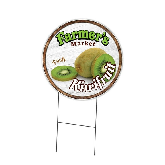 SignMission C-24-CIR-DS-WS- Kiwifruit 24 in. Double Sided Corrugated Circular Plastic Sign - Farmers Market Kiwifruit