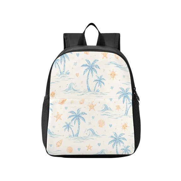 Toddler Backpack Summer Coastal Palm Shell Pattern Waterproof Lightweight Backpack Casual Mini Daypack for Daycare & Travel