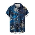 thumbnail image 5 of SERTG Men's Christmas Print Short Sleeve Shirt Lapel Collar Button Front Resort Casual Hawaiian Shirt Men Christmas Gifts Tops(Dark Blue,S), 5 of 6