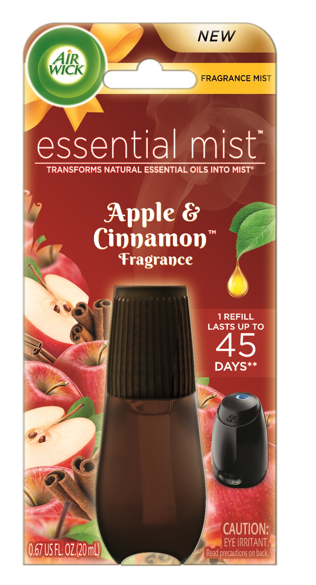 Air Wick Essential Oils Diffuser Mist Refill, Apple & Cinnamon, 1ct