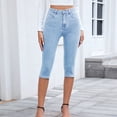 thumbnail image 2 of SBYOJLPB Womens Capris Denim with Pockets Tight High Waist Mid Length Trousers Jeans Pants, 2 of 7