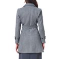 thumbnail image 3 of INSPIRE CHIC Women's Winter Coat Notched Lapel Collar Double Breasted Elegant Office Work Outerwear Trench Coats with Belt XS Gray, 3 of 6