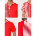 thumbnail image 6 of Lars Amadeus Men's Color Block Button Down Short Sleeve Striped Shirts, 6 of 6