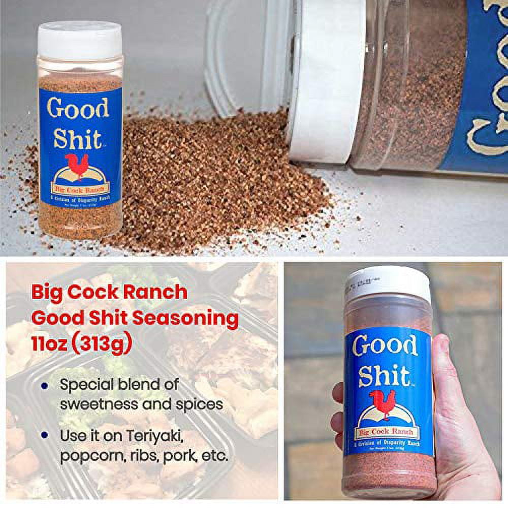Big Cock Ranch Gourmet Seasoning Bundle — All-Purpose Special Shit 13oz, Bull Shit for Steak 12oz, Good Shit Sweet N' Salty 11oz and Chicken Shit 12oz — Gluten-Free and No MSG