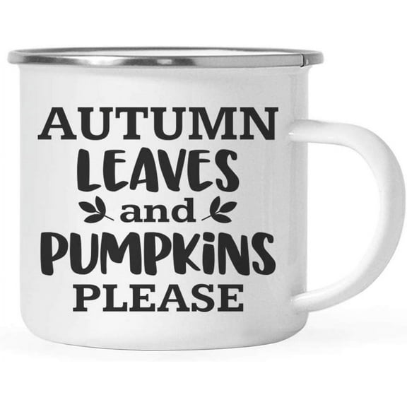 Koyal Wholesale Fall Autumn Season 11oz. Stainless Steel Campfire Coffee Mug Gift, Autumn Leaves and Pumpkins Please