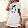 thumbnail image 2 of Tnhcen Plus Size Women's Halloween Cartoon Print Sleepwear Short Sleeve Round Neck Short Dress Soft Polyester Spandex S-2XL for Party/Home Lounging, 2 of 5