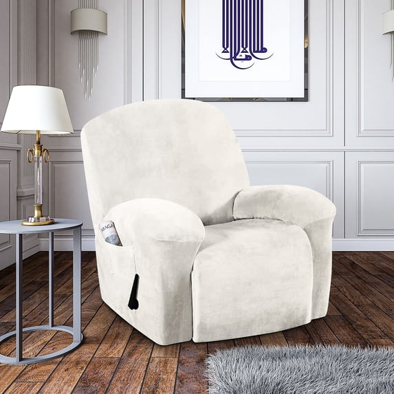Stretch Recliner Covers, Recliner Chair Covers for Leather and Cloth Living Room Recliner Chair, Slipcovers with Side Pocket, Extremely Thick Soft, Fitted 24"-33" Seat Width
