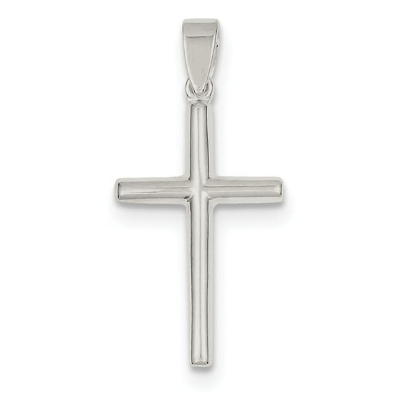 Large Polished Sterling Silver Cross Pendant - 1/2 Inch x 1 1/2 Inch - Measures 33x15mm Wide