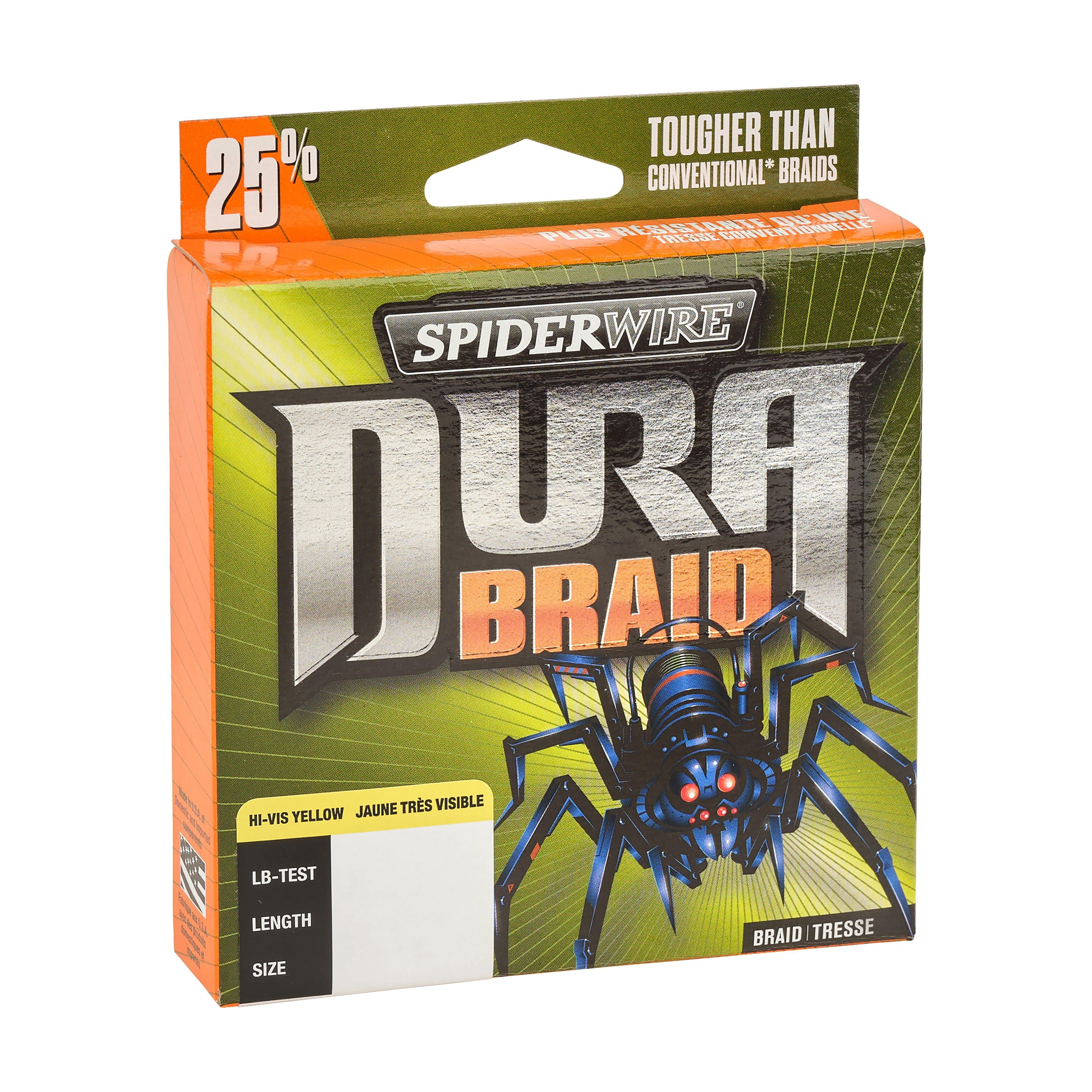 SpiderWire DuraBraid Fishing Line, Hi-Vis Yellow, 10 lb Test Strength, 300 yd