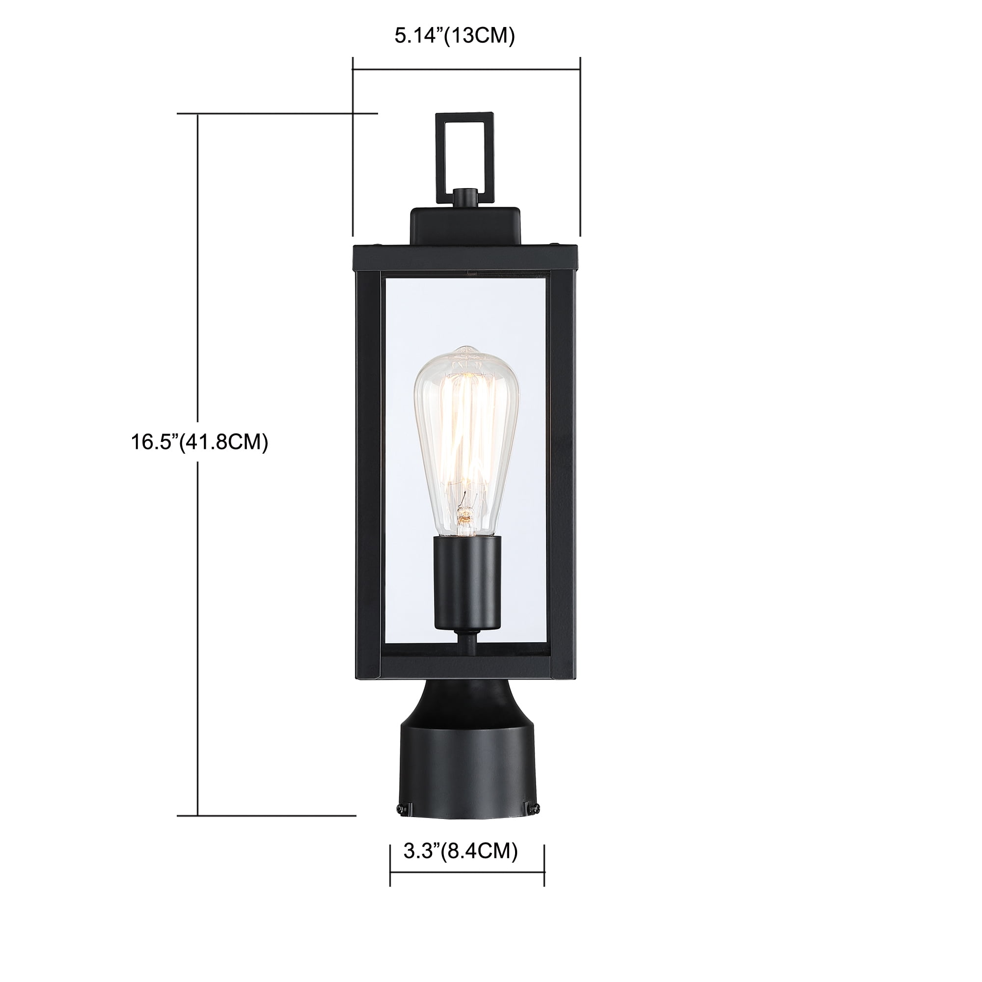 Faymart Lighting 1-light Matte Black Outdoor Post Light Kits Head with Clear Glass Shade S - Black