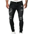 thumbnail image 2 of Styesk Men's Pants Men's Casual Straight Ripped Hole Trousers Jeans Pants Full Length Pants, 2 of 6