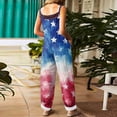 thumbnail image 3 of Iaqnaocc 4th of July Jumpsuits for Women Patriotic American Flag Stars Sleeveless Jumpers Loose Fit Adjustable Strap Jumpsuits Baggy Cotton Linen Overalls Dark Blue M, 3 of 4