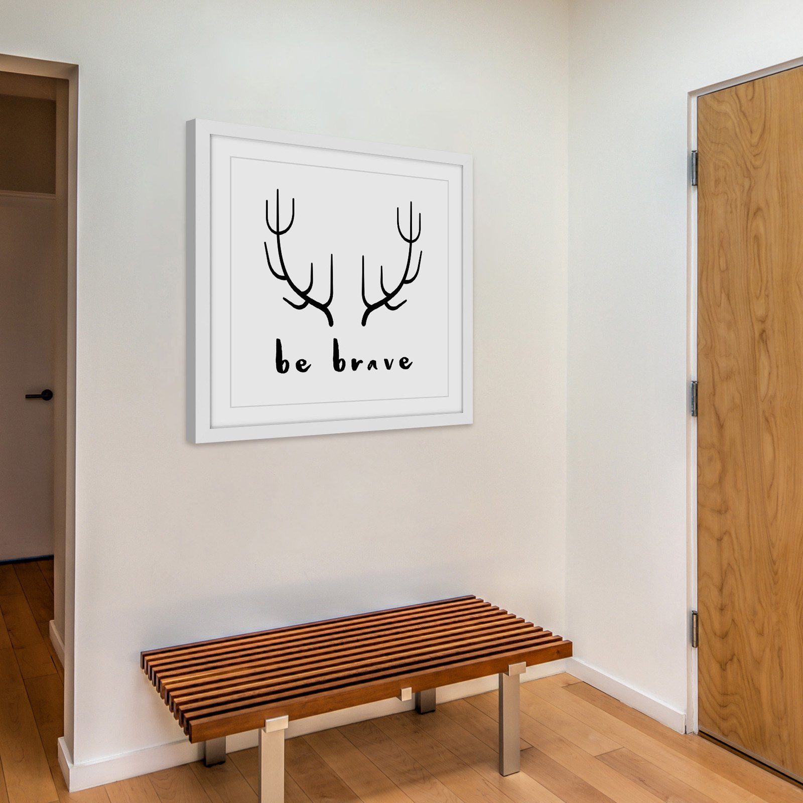 Marmont Hill "Brave Antlers" by Diana Alcala Framed Painting Print