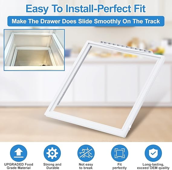 UPGRADED 241969501 Refrigerator Shelf Frame without Glass – Compatible with Frigidaire Refrigerator Crisper Drawer Shelf Cover Replacement Parts for LFSS2612TF0, FGHS2631PF4A, FFSS2615TS0