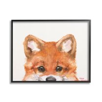 Stupell Industries Fox Cub Peeking Animals & Insects Painting Black Framed Art Print Wall Art, 20 x 16