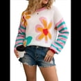 thumbnail image 1 of Suéteres con Estampado Floral para Mujer, Suéteres de Punto de Cuello Redondo y Larga con Retazos A Rayas S, 1 of 10