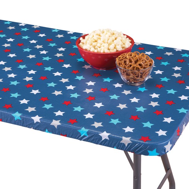 Collections Etc Patriotic Americana Star Pattern Elastic Fitted Table Cover 60 X 30 Com Elastic Fitted Table Cover, 40 X 60 Fitted Tablecloth