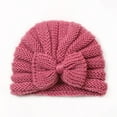thumbnail image 2 of Winter Warm Knitted Baby Hat for Girls Cotton Lined Infant Toddler Girls Hat Autumn Cute Bow Classic Girls Beanie 0-6Month, 2 of 2