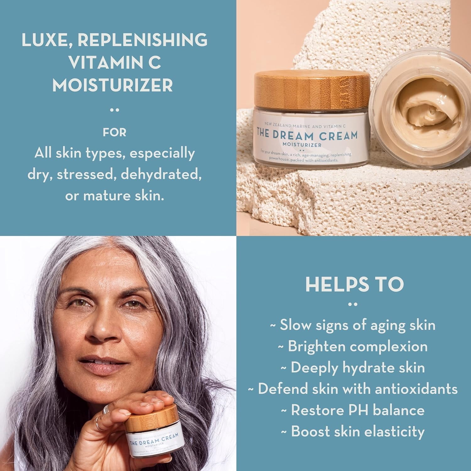 The Organic Skin Co The Dream Cream Anti Aging Face Moisturizer Cream with Vitamin C, 1.7 fl oz