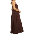 thumbnail image 4 of Sakkas Allie Stonewashed Embroidered Adjustable Spaghetti Straps Long Dress - Chocolate - S/M, 4 of 5