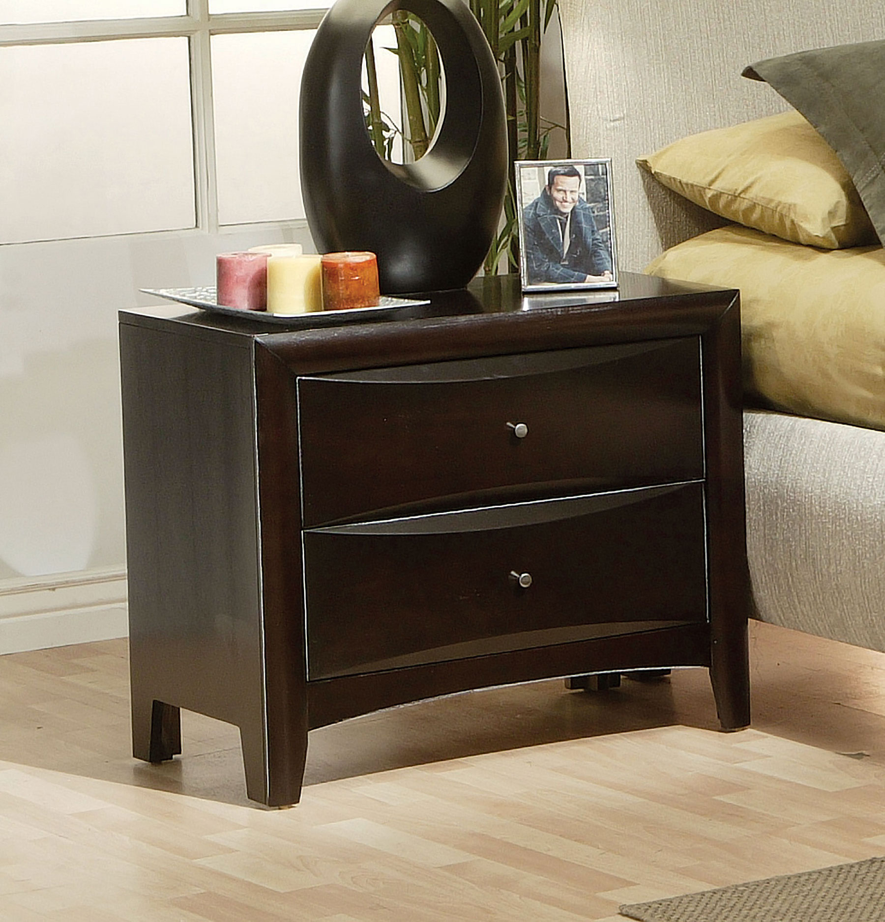 Coaster Contemporary Style Nightstand, Cappuccino Finish