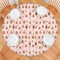 thumbnail image 2 of Pink Christmas Gingerbread House Pattern Round Fitted Tablecloth with Elastic Edge,Dining Table Cover Waterproof,Outdoor Round Tablecloth for Camping,Dining,Indoor and Outdoor, 2 of 7