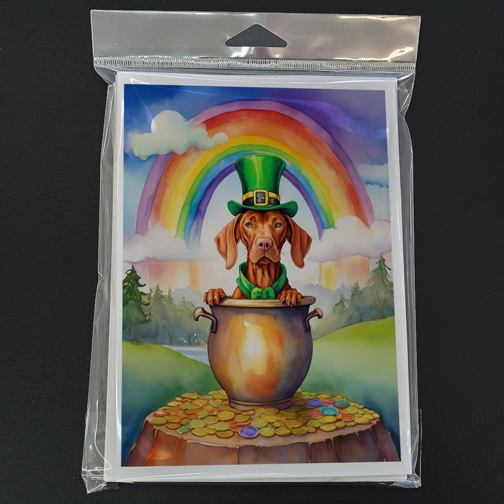 Vizsla St Patrick's Day Greeting Cards Pack of 8 7 in x 5 in