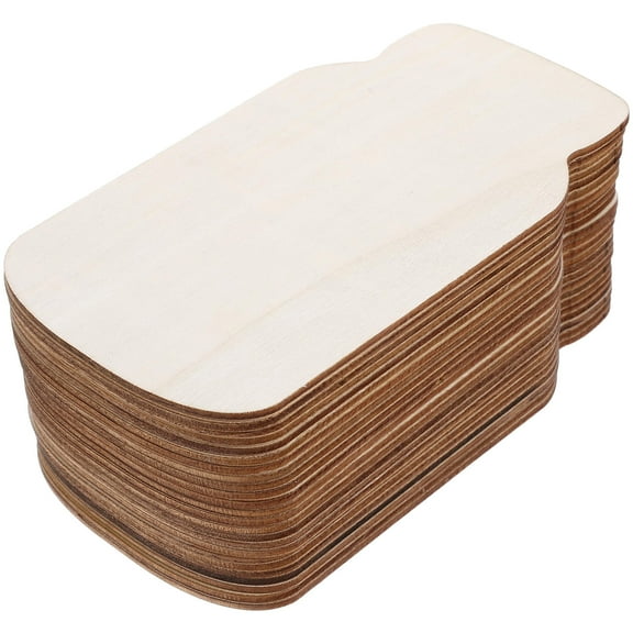 FESTFENDS Unfinished Wood Pieces Wooden Plaques Beige 24Pcs 5.9X3.5X0.08In