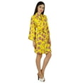 thumbnail image 4 of Bimba Women Short Cotton Floral Robe Getting Ready Bridesmaid Coverup Gift - Yellow, 4 of 8