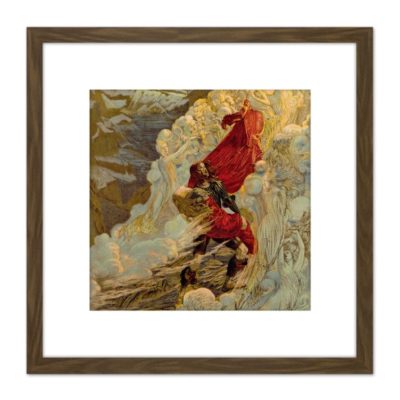 Schwabe D'Indy Fervaal Opera Illustration 8X8 Inch Square Wooden Framed Wall Art Print Picture with Mount