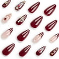 thumbnail image 7 of Beauty Cross Flash Drill Flash Wear Nail Piece Star Moon Fake Nail Cross 3D Nail Gems Rhinestones Peal Moon Nail Gems Design Red Nails Press, 7 of 7