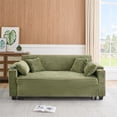thumbnail image 5 of Aukfa 80" Sofa Bed 3 Seat Convertible Sleeper Couch with Storage Armrest&2 Cup Holders for Living Room, 4 Pillows, Corduroy, Green, 5 of 9