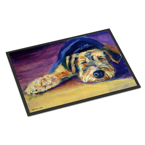 Carolines Treasures 7344JMAT Snoozer Airedale Terrier Doormat 24x36 36"L x 24"W multicolor