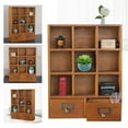 thumbnail image 3 of 9-Cube Wooden Storage Organizer Shelf, Vintage Display Shelves with 2 Drawers for Bedroom, 3 of 11