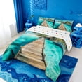 thumbnail image 2 of meiyoeat Tropical Beach Pier Full Size Comforter Sets For Boys,Tree Print Bedding Comforter Set,Polkadot Reversible,3 Pieces,1 Comforter and 2 Pillowcases, 2 of 7