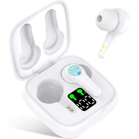 for OnePlus Nord N200 5G Wireless Earbuds Touch Control with Charging Case IPX5 Sweat-Proof TWS Stereo Earphones Hi-Fi Deep Bass Noise Cancellation Outdoor Indoor Sport - White