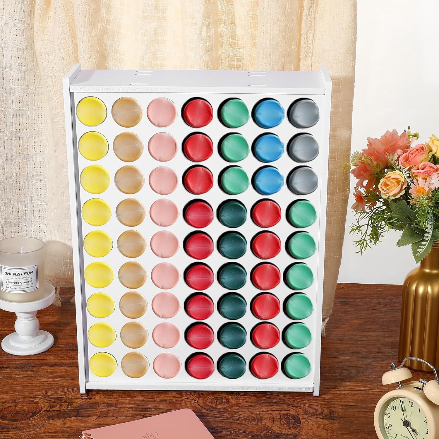 Paint Organizer, 63 Holes Acrylic Paint Organizer, Craft Storage and Apple Barrel Vertical Storage, for 2oz Craft Paints, Wall-Mounted