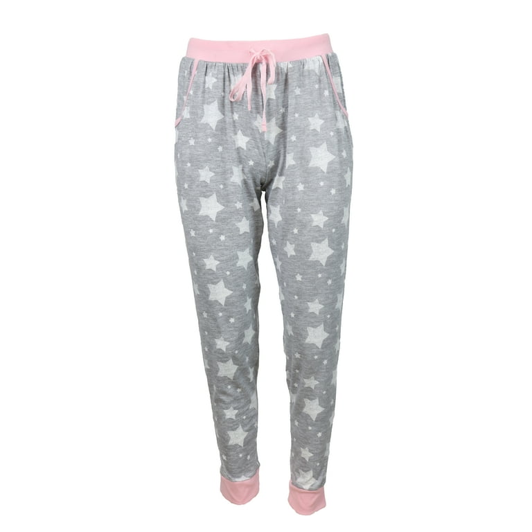Pillow Talk Women's Jogger Pajama Pants Set with Pockets-Tie Dye and Stars-  Large 