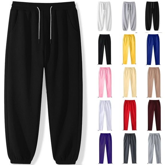Admvng Mens Sweatpants Casual Solid Elastic Waist Pockets Leg Full Length Pants,Size M-5XL