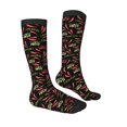thumbnail image 3 of Picia Women Crew Soft Moisture-wicking Socks Red Chili Pattern Design Cotton Socks, One Size fit All, 3 of 9
