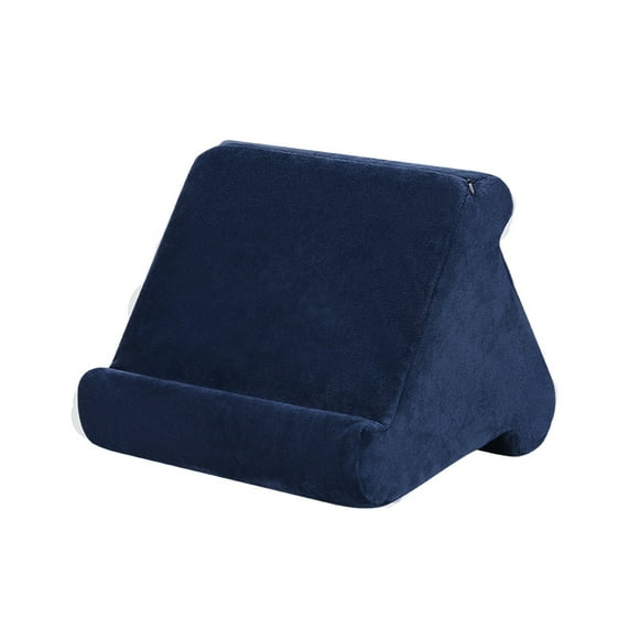 Nvzi Soporte de almohada suave para tablet, apto para iPad, soporte multiángulo para tablet, almohada suave, sin bolsillos laterales, azul marino, 1 unidad.