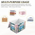 thumbnail image 6 of Yayeee Collapsible Cube Storage Bin with Lid Fabric Closet Decorative Basket with Handles, Purple Seaside, 6 of 7
