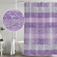 thumbnail image 5 of Purple Silvery Shower Curtain, Waterproof Shower Curtains for Bathroom, Geometric Ombre Stripe Boho Sparkling Dot Washable Fabric Bathtub Curtain Set Bath Decor with 12 Hooks Long 72"x84", 5 of 8