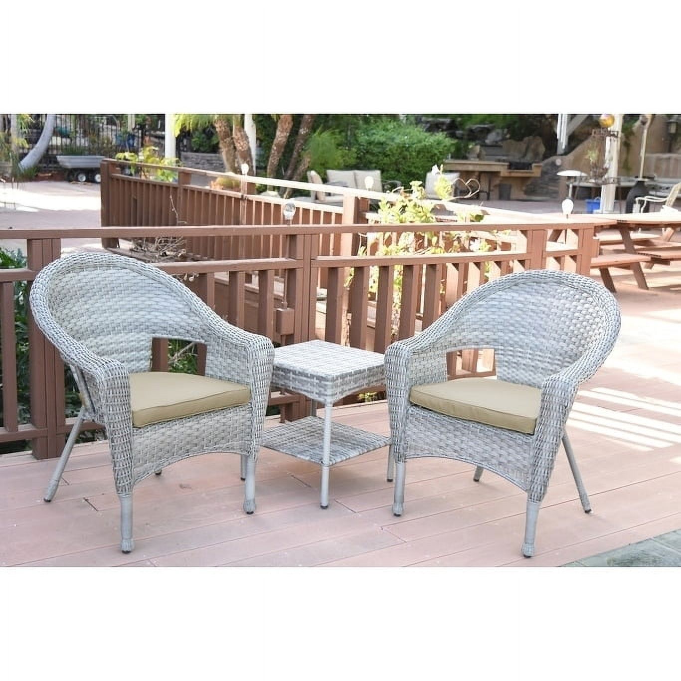 Jeco Clark 3 Piece Wicker Patio Conversation Set in Gray and Green - image 2 of 2