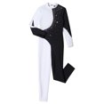 thumbnail image 7 of Doomiva Kids Girls Long Sleeve Unitard Full Length Jumpsuit Gymnastics Ballet Dance Leotard Bodysuit Dancewear A Black&White 10, 7 of 7