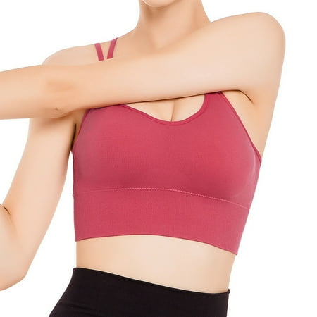 

PEASKJP Womens Sports Bras Wider Strips Wireless Push Up Bralettes Smooth Wirefree Bra Full Coverage Bra Lingerie for Women Plus Size Watermelon Red XX-L