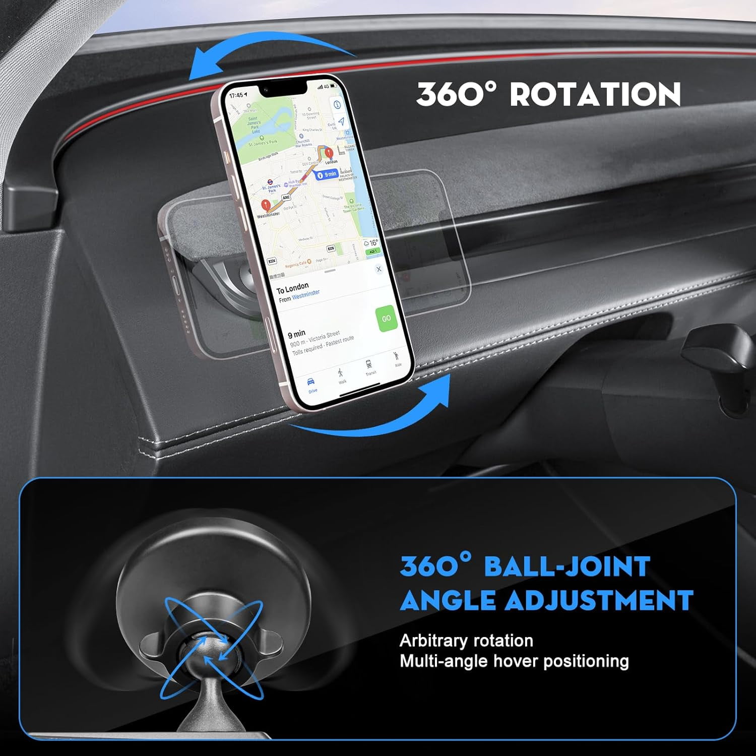Car Phone Mount for Tesla New Model Y Juniper 2026 Magnetic Dashboard Phone Holder for 2024-2026 Model 3 Highland Accessories for All Smartphone