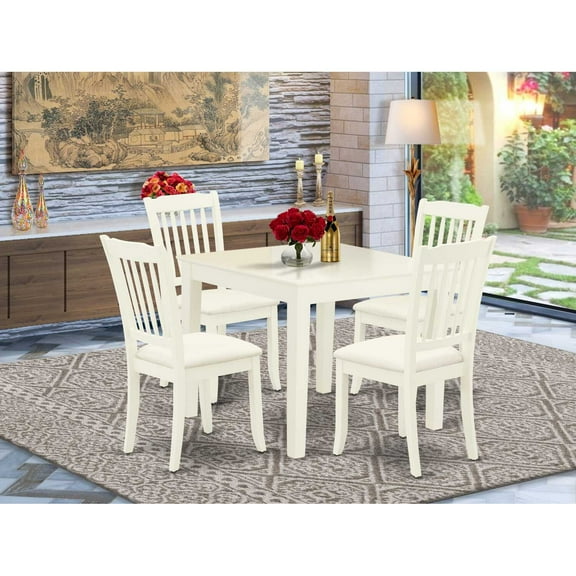 East West Furniture Dining Room Set Linen White, OXDA5-LWH-C